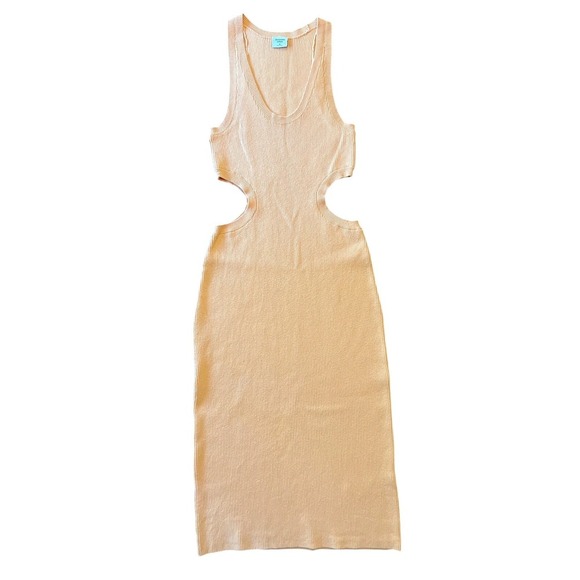 Abercrombie and Fitch Elevated Knit Cut Out Midi Dress, Orange, Size M - Picture 3 of 13